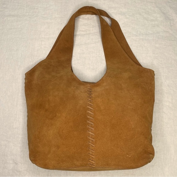 SOLD NWOT Boden Tan Suede Stitch Detail Hobo Bag A1141 Large Brown Slouchy Purse - Picture 5 of 16